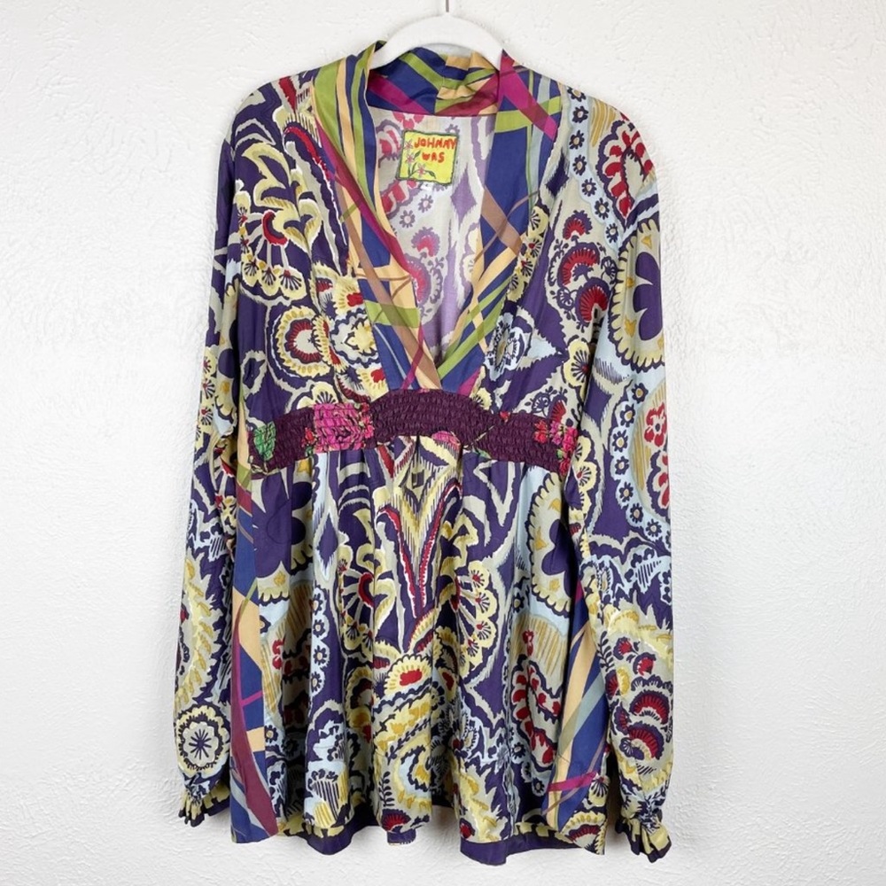 Johnny Was Empire Waist Silk Tunic Top